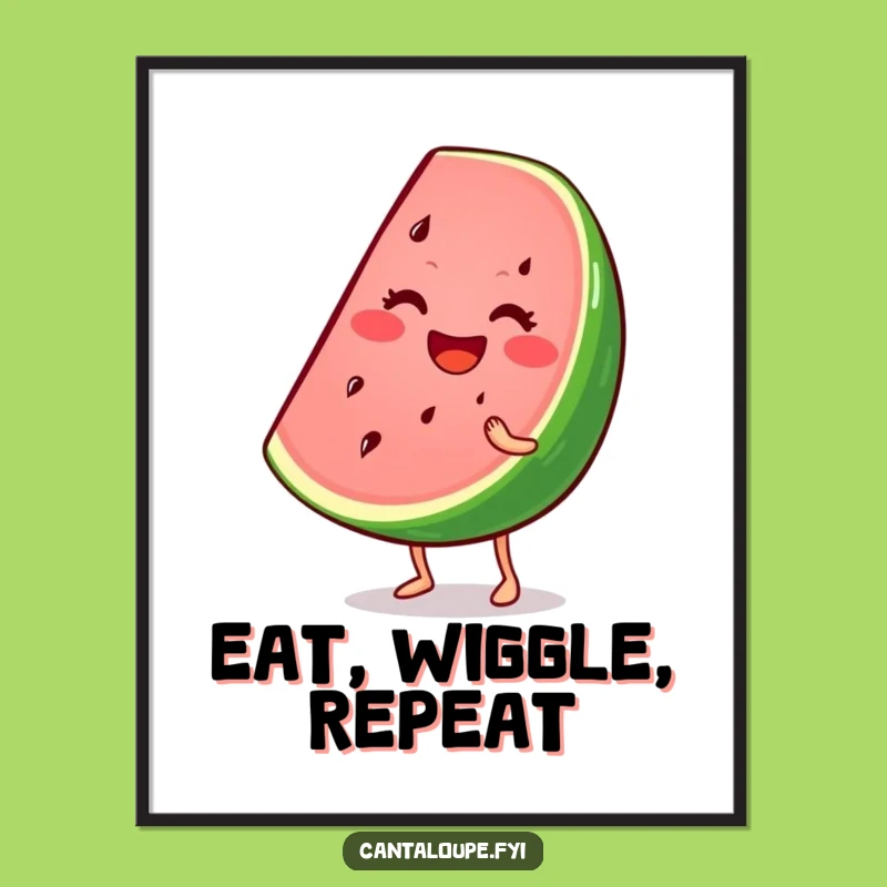 Funny Watermelon Poster: Wiggling Wedge Character Art, Humorous Decor