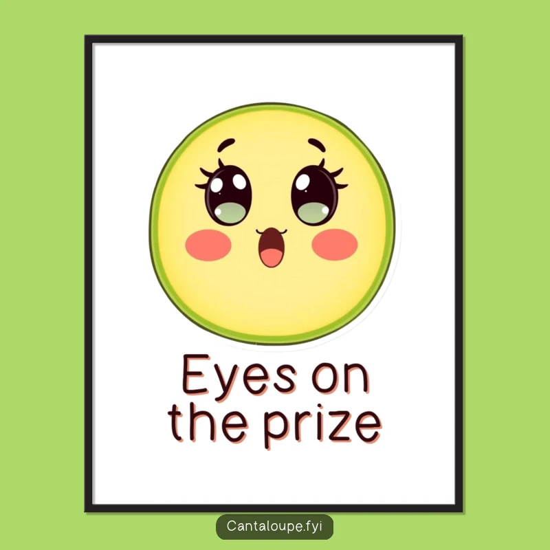 Funny Surprised Cantaloupe Poster: Wall Art Capturing Hilarious Fruit Character Shock