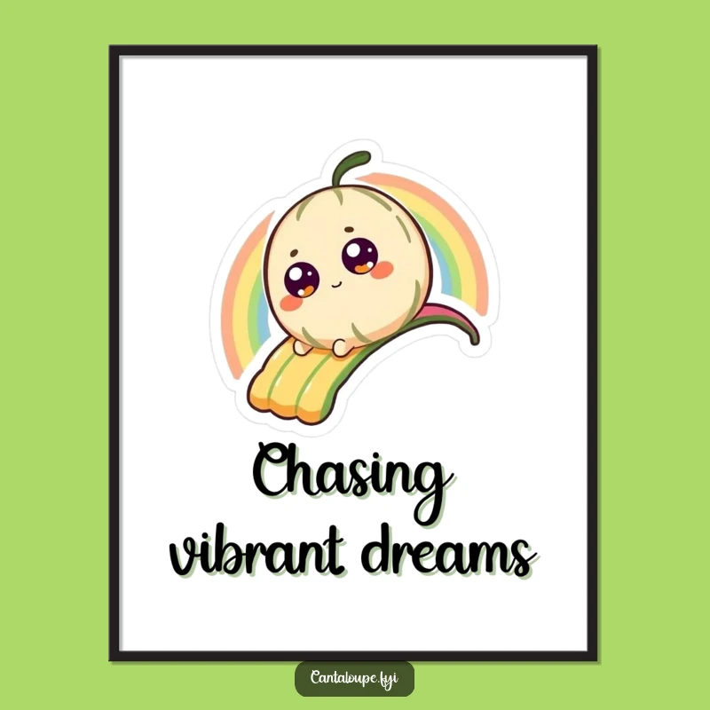 Funny Cantaloupe Poster: Rainbow Sliding Character Art, A Whimsical Funny Gift!