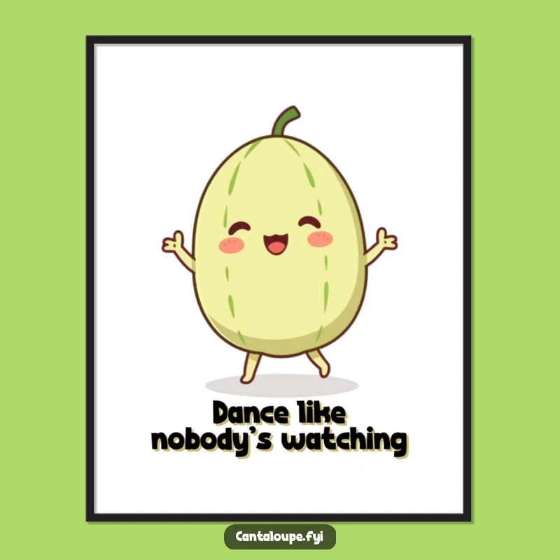 Funny Dancing Cantaloupe Poster: Bring Joyful Melon Vibes to Your Walls