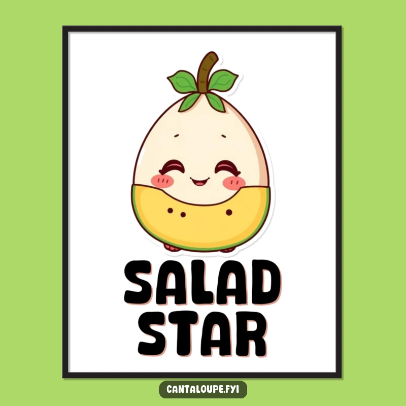 Funny Fruit Salad Cantaloupe Poster - Excited Melon Wall Art