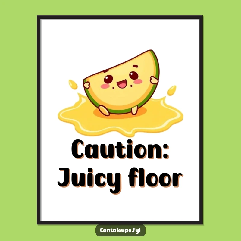 Funny Slip Poster: Cantaloupe Juice Mishap, Comical Fall Art Gift