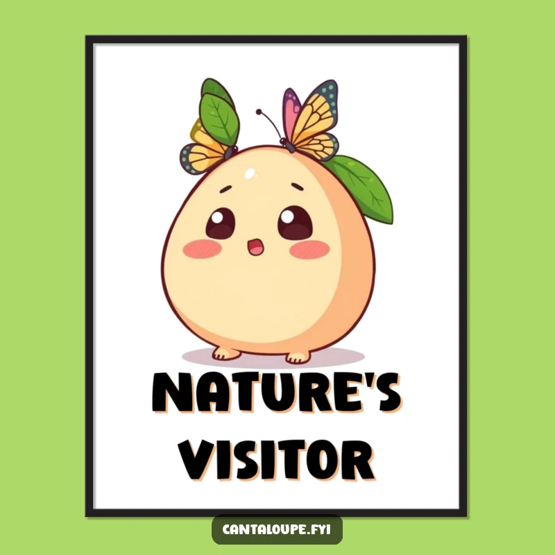 Funny Cantaloupe Poster: Surprise Butterfly Moment for a Hilarious Wall Art Gift