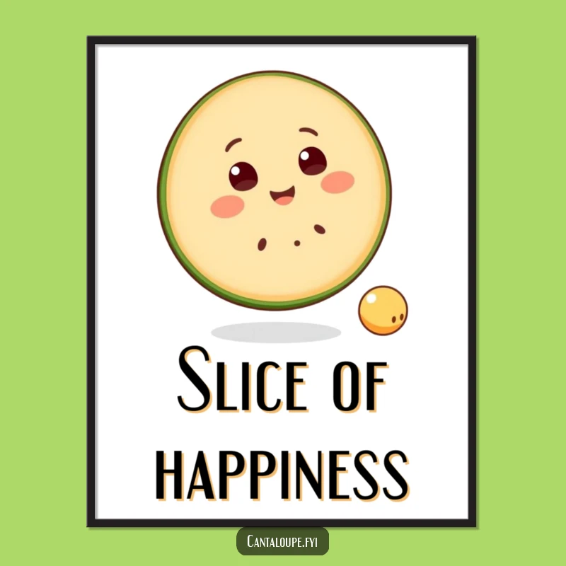 Funny Fruit Joy Poster - Smiling Cantaloupe Slice, Whimsical Art for Cheerful Spaces