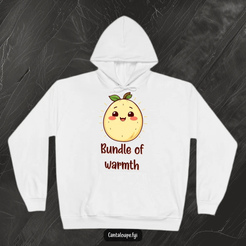 Funny Cantaloupe Hoodie: A soft hoodie featuring a cantaloupe character with a radiant smile, radiating warmth.
