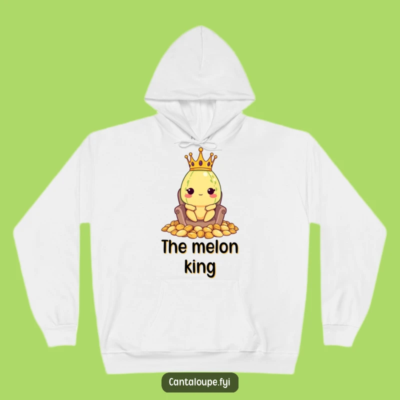 Cozy Funny Melon King Hoodie: Cantaloupe's Seed Throne, Warm & Comical Gift!