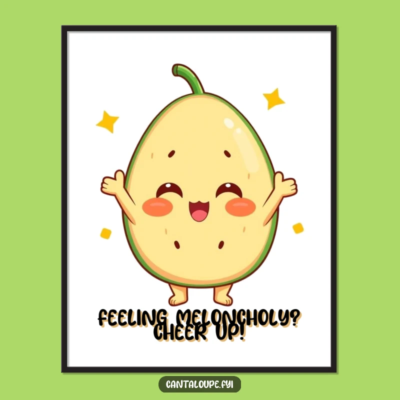 Free Printable Wall Art: Cheerful Cantaloupe, Sunny Disposition, Funny Downloadable Art