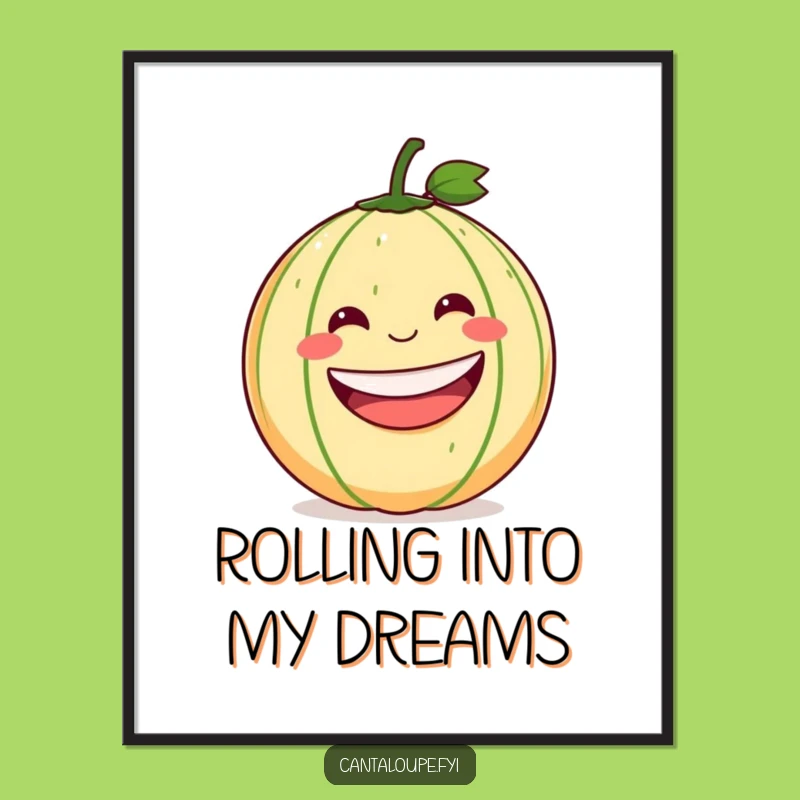 Free Printable Rolling Cantaloupe Art - Funny Downloadable Fruit Decor for Kitchen