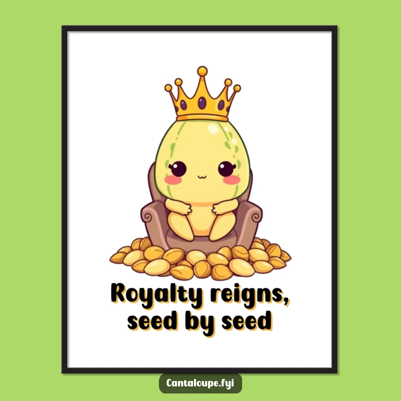Free Printable Wall Art: Cantaloupe Royalty, Funny Seed Throne, Quirky Decor