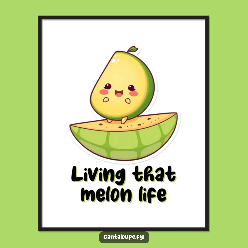Free Printable Wall Art: Happy Melon Ride, Funny Character, Downloadable Decor