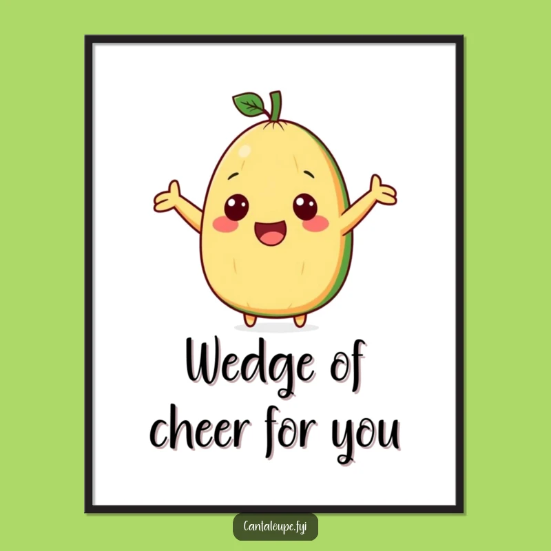 Funny Downloadable Wall Art: Cantaloupe Cheer, Excited Wedge, Free Printable Decor