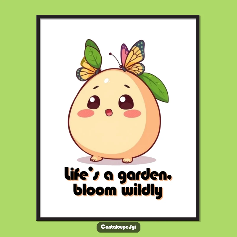 Funny Free Printable Cantaloupe Wall Art: Surprised Fruit Downloadable Art!