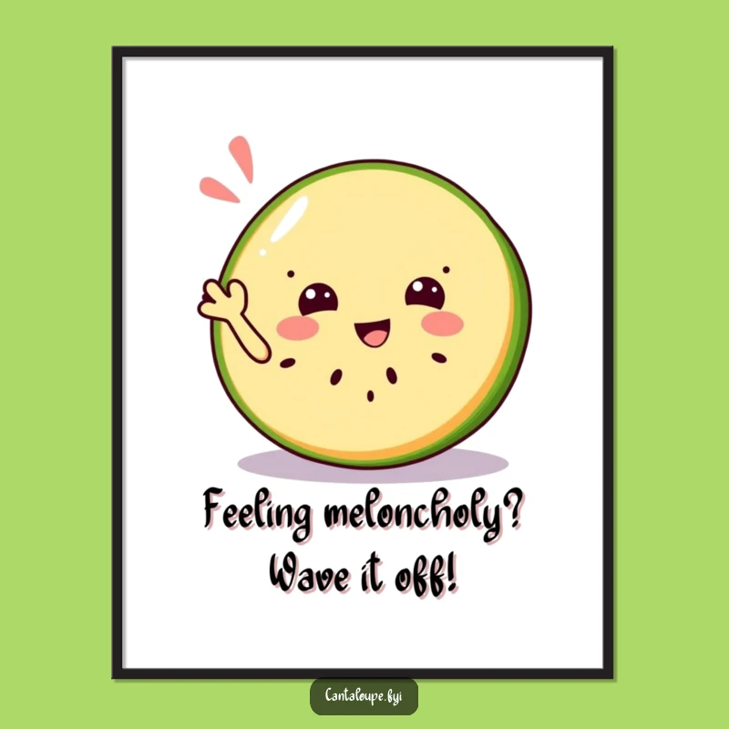 Funny Free Printable Wall Art: Jolly Cantaloupe Wave Refreshing Downloadable Digital Art