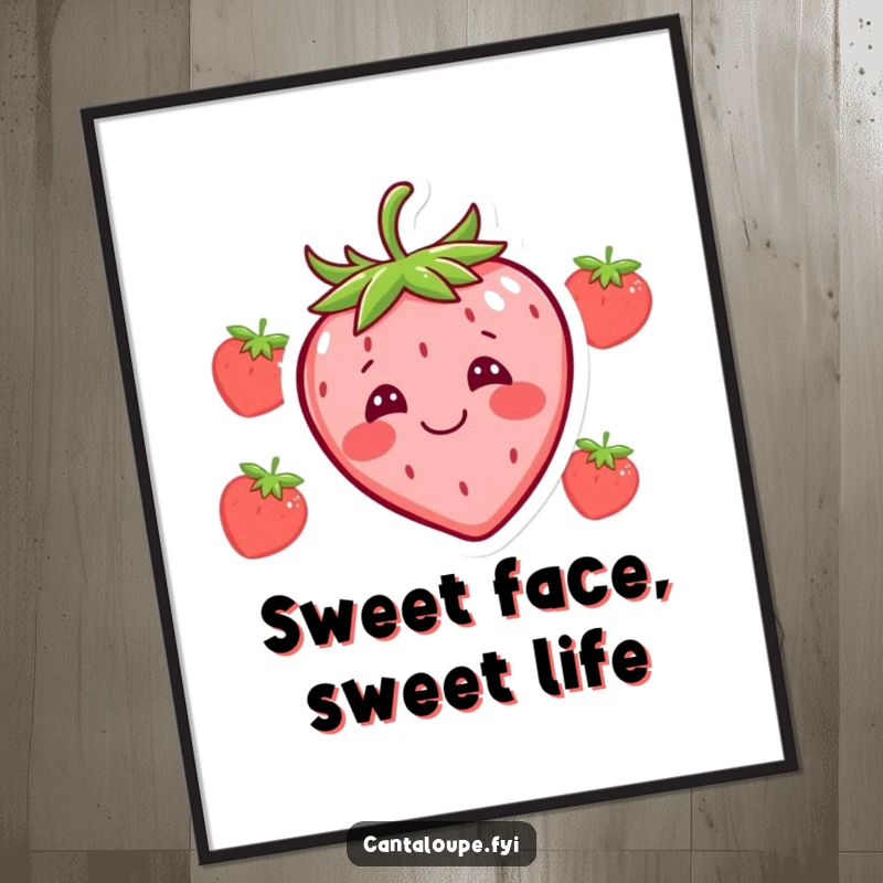 Funny Free Printable Wall Art: A close-up of a strawberry character making an exaggerated silly face, full of vibrant color.