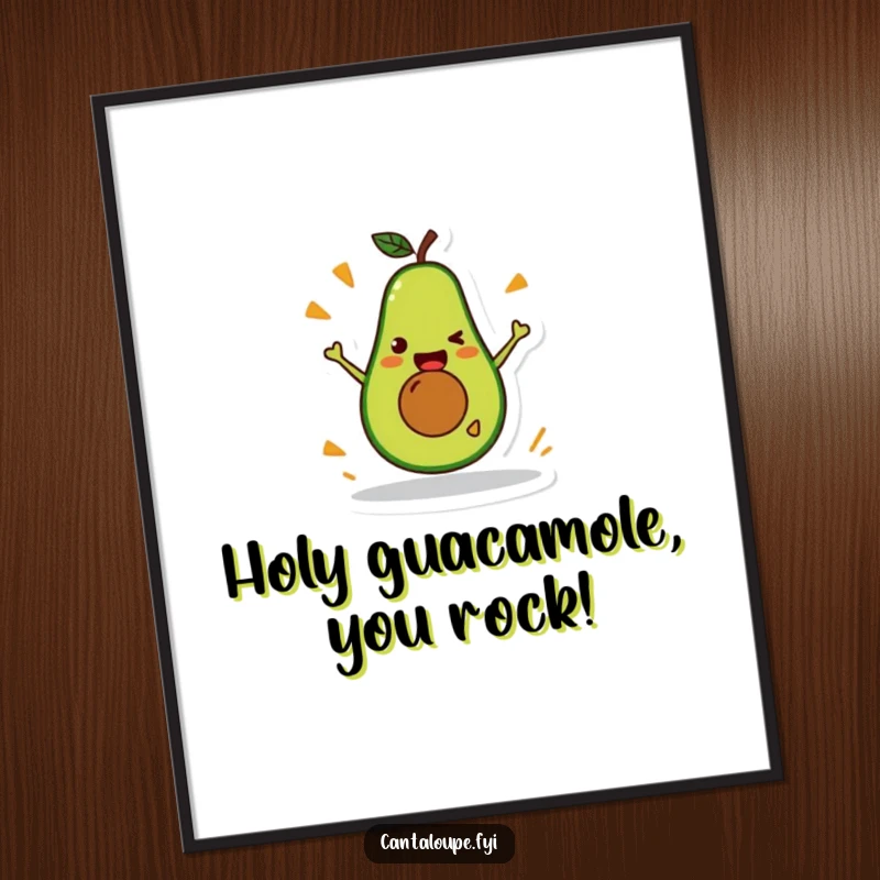 Funny Free Printable Wall Art: A determined avocado character mid-stunt, adding a playful and humorous vibe to any room.