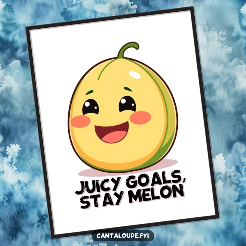 Funny Free Printable Wall Art: A Big, Juicy Cantaloupe with a Comically Wide Smile