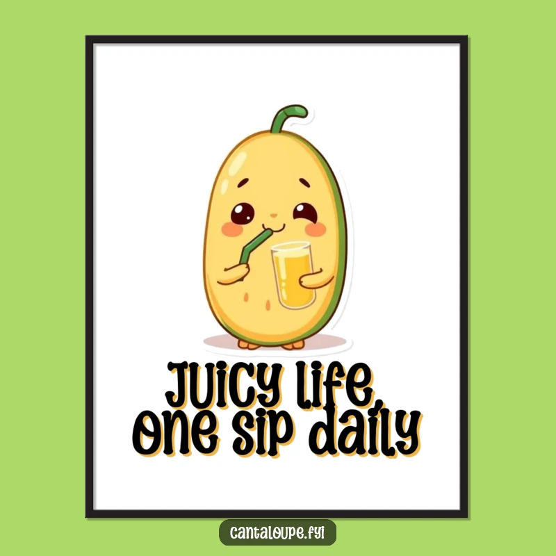 Free Printable Wall Art: Relaxed Cantaloupe, Funny Juice Break, Chill Decor
