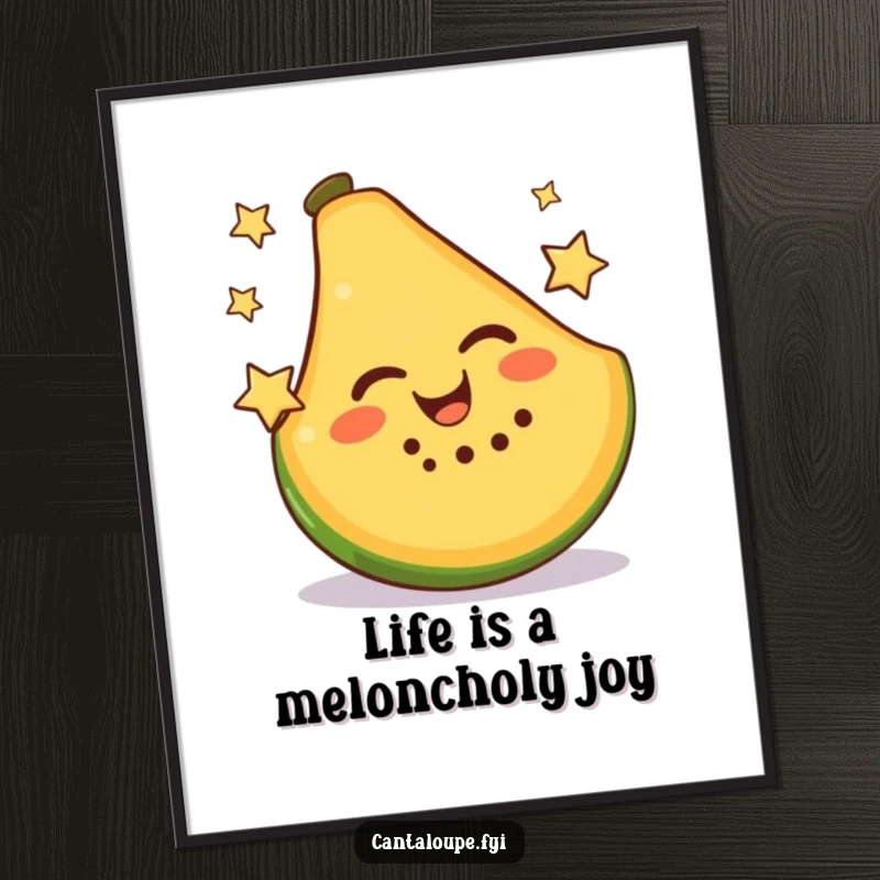 Funny Free Printable Wall Art: A joyful cantaloupe slice juggling bright stars, adding quirky decor.