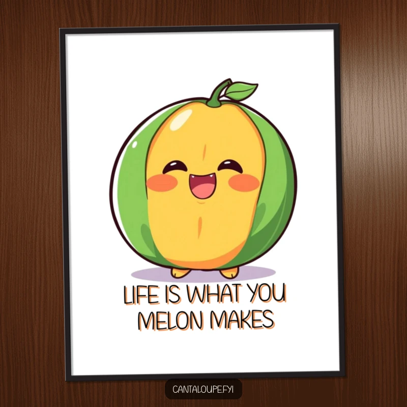 Funny Free Printable Cantaloupe Wall Art: A cantaloupe half bursting into laughter, bringing downloadable art charm and humor to walls.