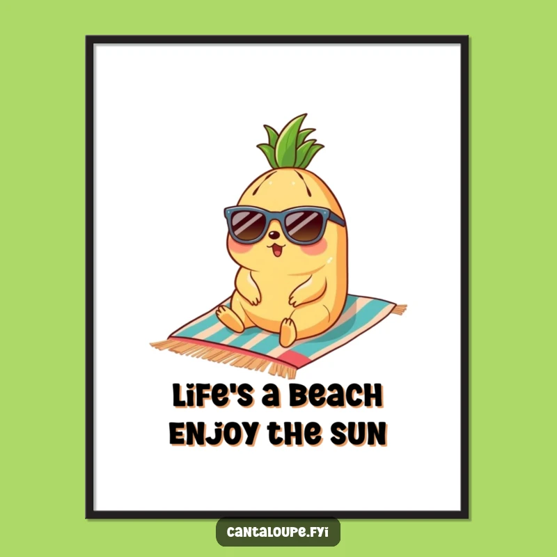 Funny Free Printable Wall Art: Cantaloupe Beach Vibes - Downloadable Tropical Decor