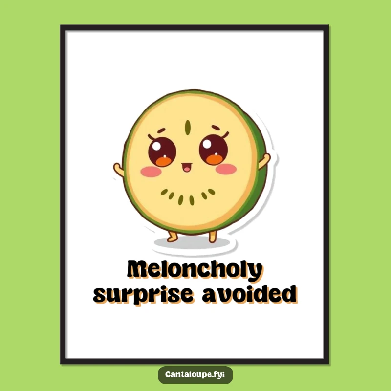 Free Printable Wall Art: Surprised Melon Bounce, Funny Character, Downloadable Decor