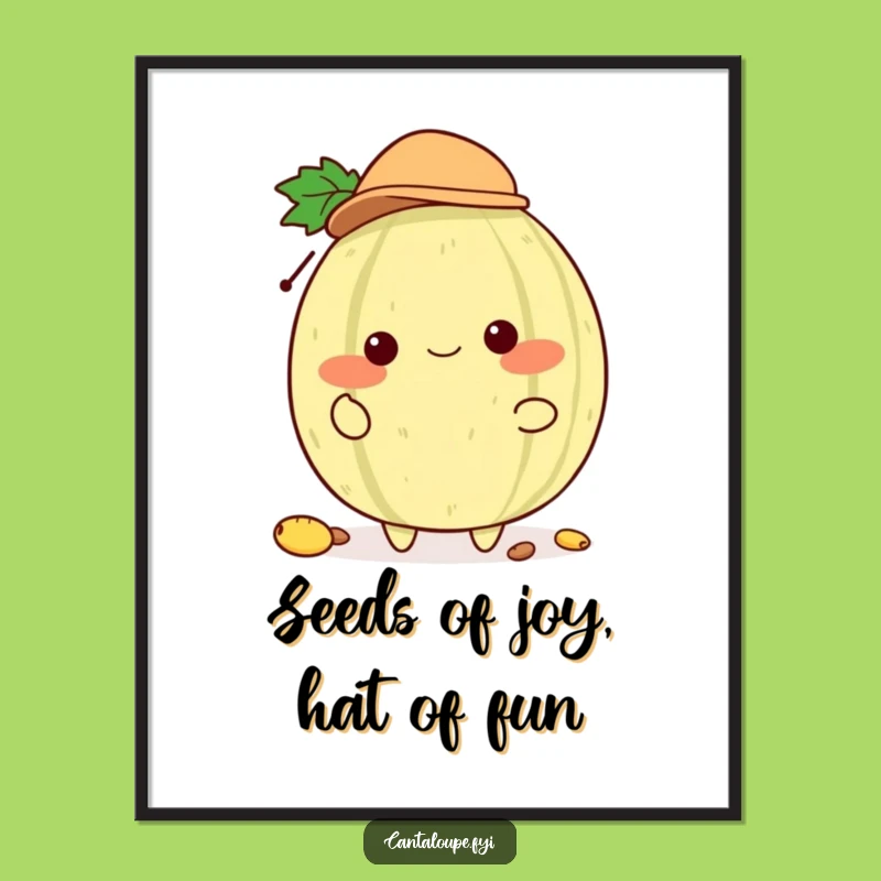 Free Printable Wall Art: Funny Cantaloupe Juggler Hat Whimsical Decor Downloadable