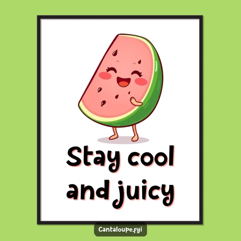 Funny Free Printable Wall Art: Wiggling Watermelon Character, Quirky Downloadable Art
