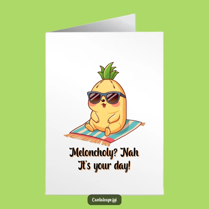 Free Printable Birthday Card: Funny Cantaloupe Beach Bum - Downloadable Gift