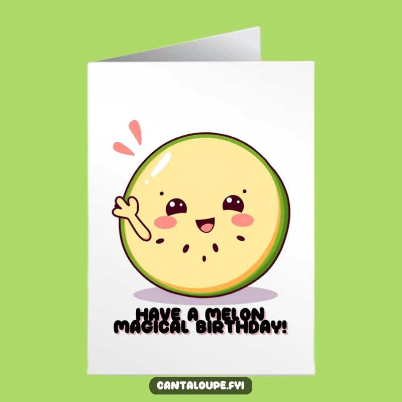 Free Printable Birthday Card: Jolly Cantaloupe Wave Happy Birthday Funny Downloadable