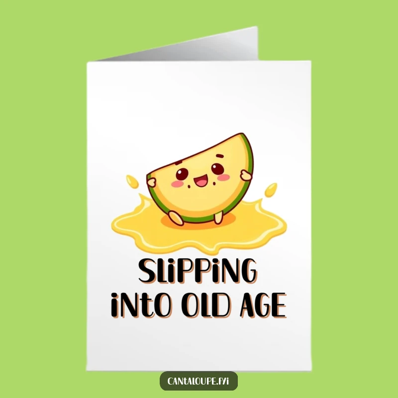 Free Printable Birthday Card: Slippery Melon Mishap, Funny Character, DIY Downloadable Gift