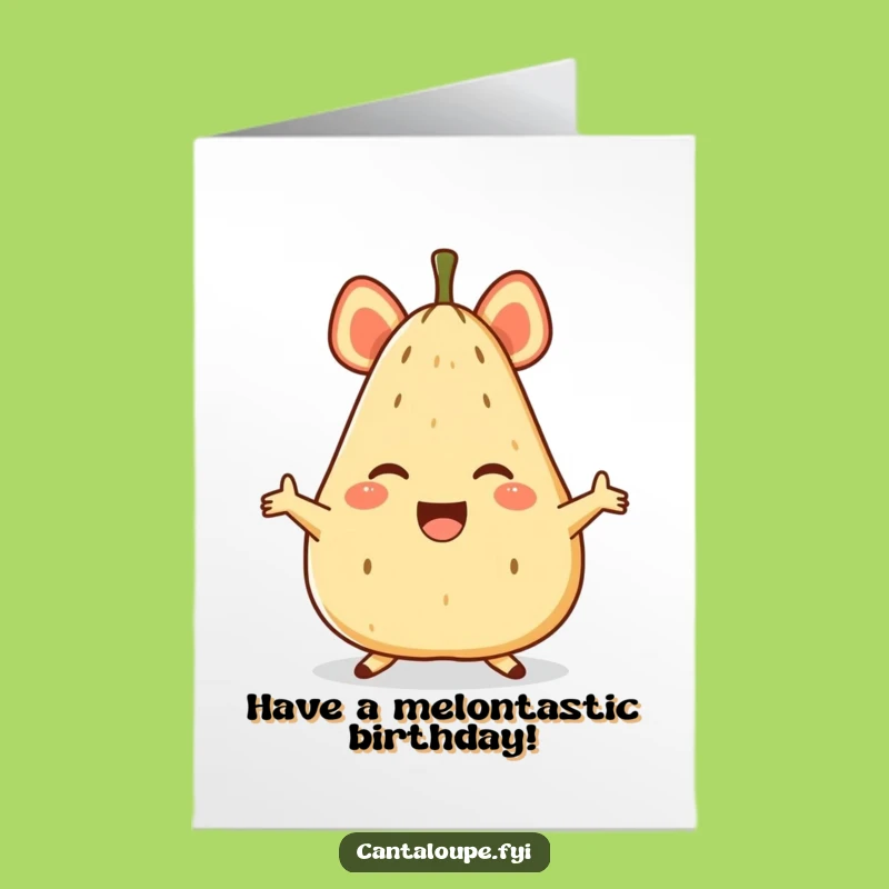 Free Printable Birthday Card: Funny Melon Split, Joyful Cantaloupe, Downloadable Gift