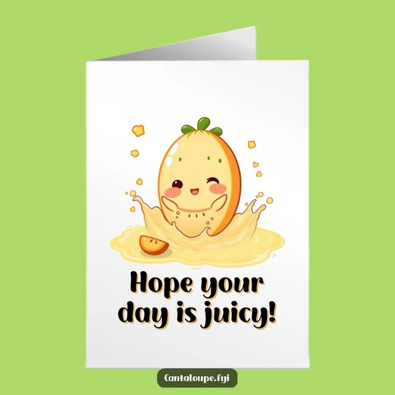 Free Printable Birthday Card: Cantaloupe Juice Splash Funny Character Digital Download Gift