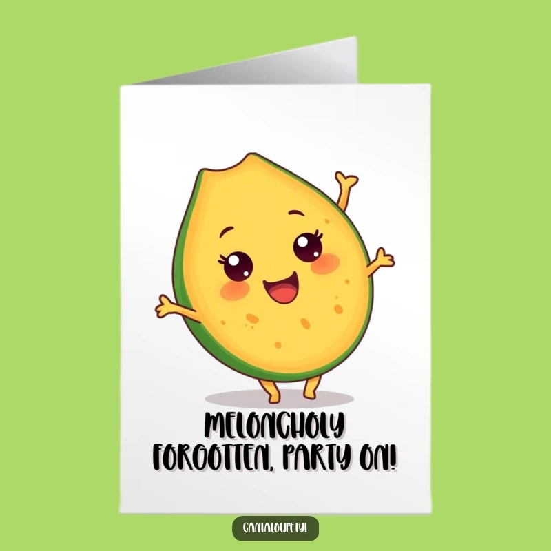 Free Printable Birthday Card: Funny Cantaloupe Somersault, Downloadable Fun for a Joyful Celebration