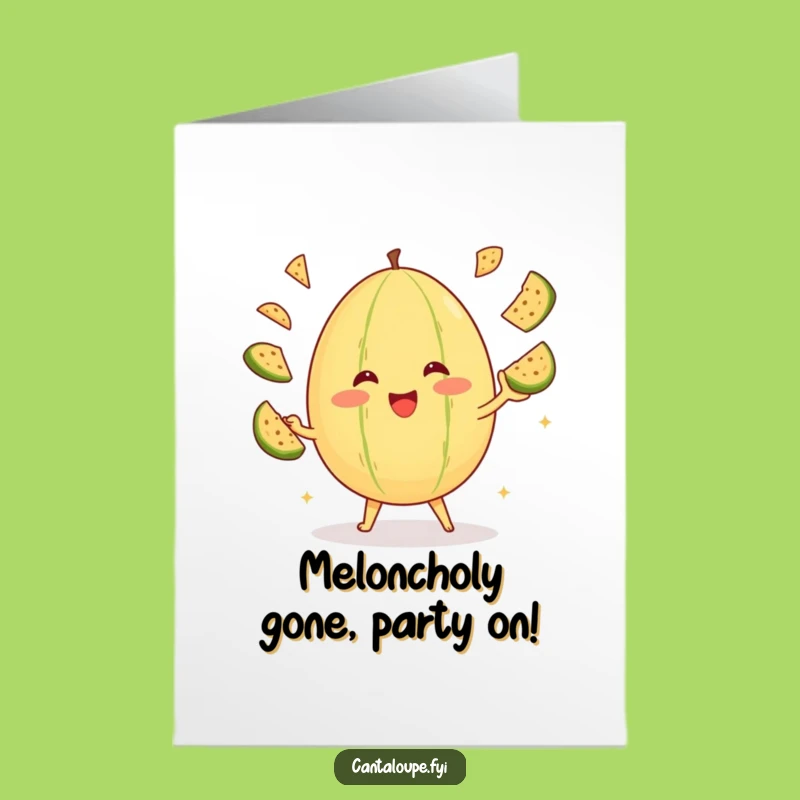 Free Printable Birthday Card: Funny Juggling Cantaloupe, Hilarious Downloadable Party Greeting