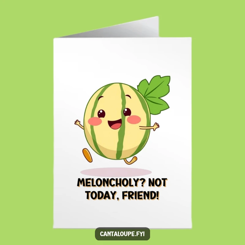 Free Printable Birthday Card: Funny Cantaloupe Segment Bouncing Step Downloadable Gift