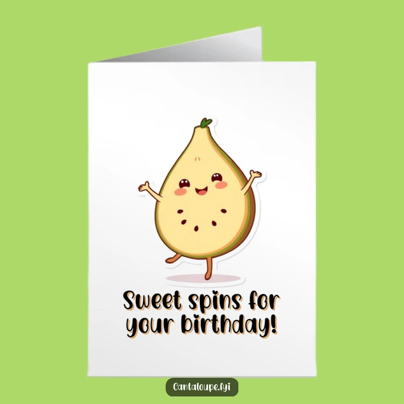 Free Printable Birthday Card: Funny Melon Pirouette, Cheerful Slice, Downloadable Gift