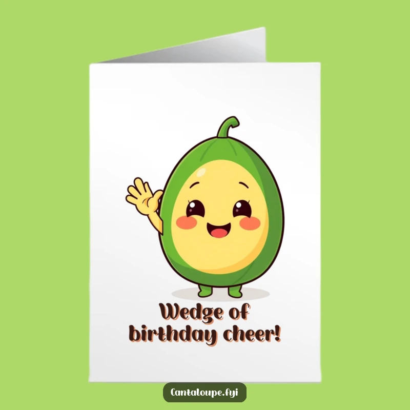 Free Printable Birthday Card: Waving Cantaloupe, Friendly Downloadable Greeting for a Sweet Celebration