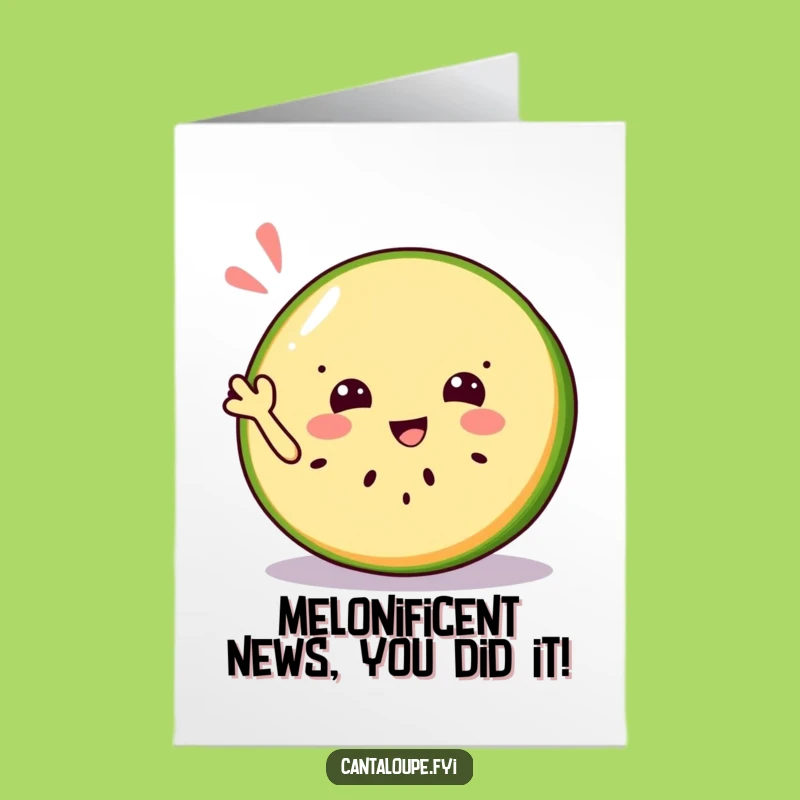 Free Printable Congrats Card: Jolly Cantaloupe Wave Success Funny Downloadable Gift