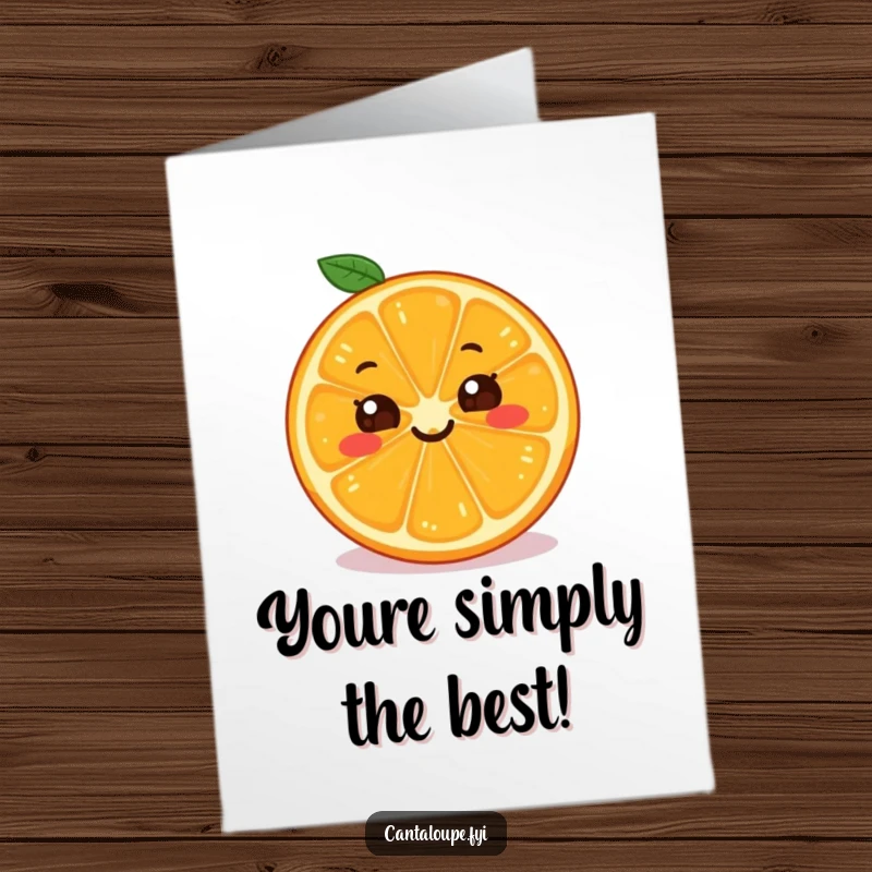 Funny Free Printable Congratulations Card: A cheerful orange slice beaming with a wide grin, perfect for celebrating wins.