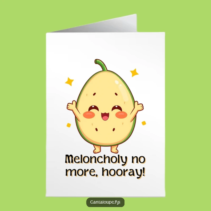 Free Printable Congrats Card: Sunny Cantaloupe Cheering, Funny Downloadable Congratulations Gift