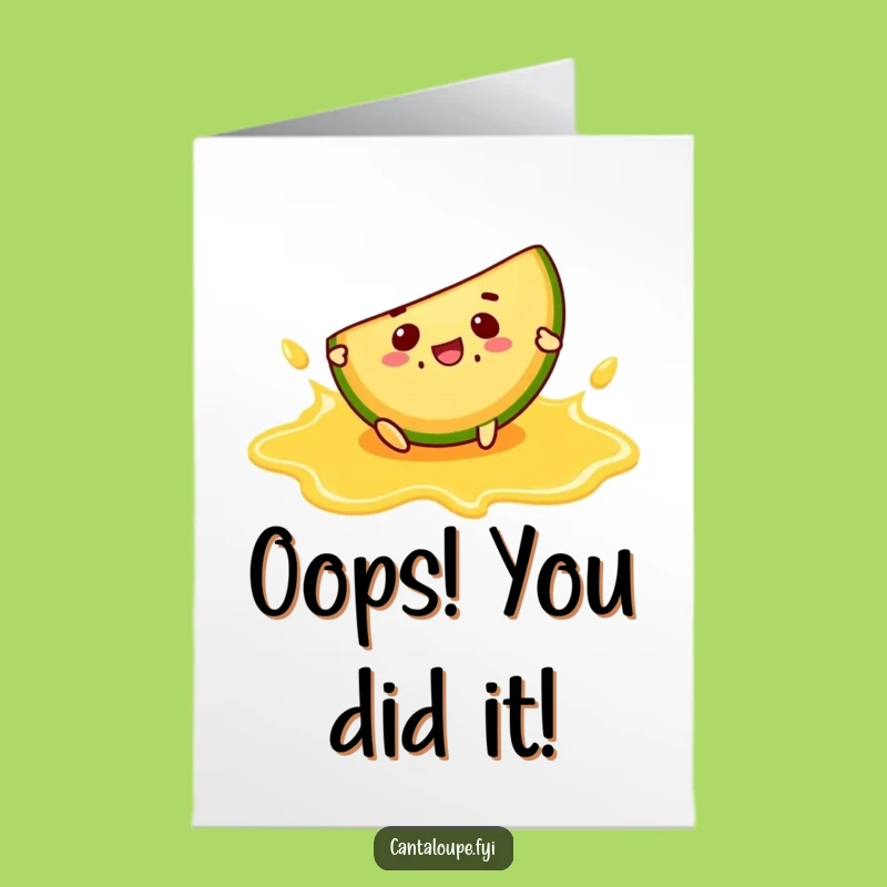 Free Printable Congrats Card: Melon Slip Surprise, Funny Character, DIY Downloadable