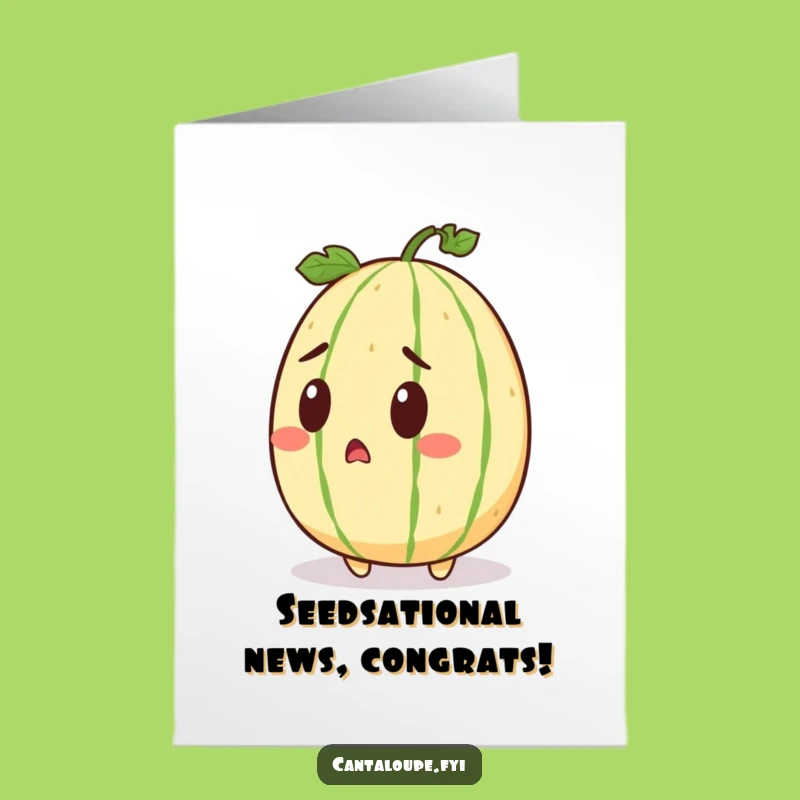Free Printable Congrats Card: Surprised Cantaloupe, Humorous Downloadable Greeting for Big News