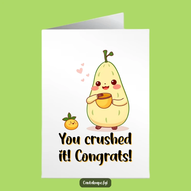 Free Printable Congrats Card: Cantaloupe Bongo Duo Funny Character Downloadable Gift