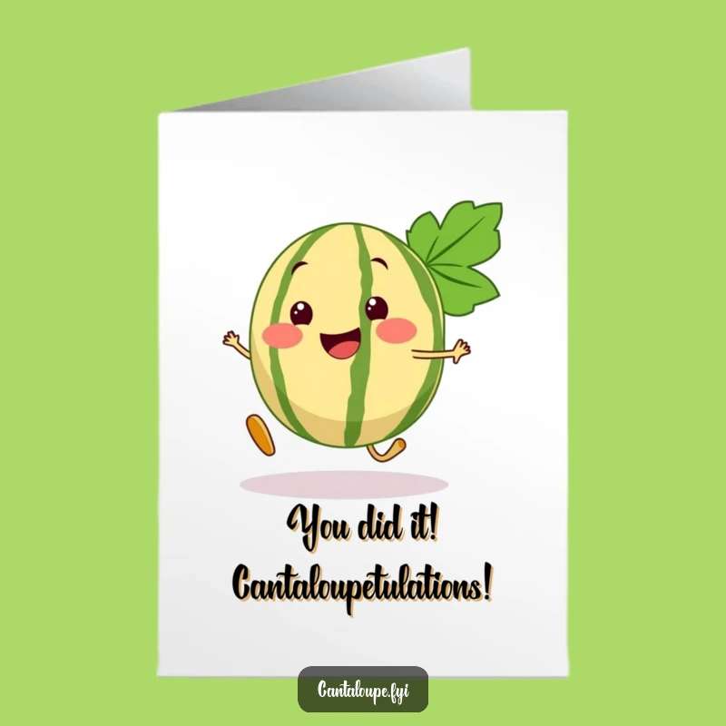 Free Printable Congrats Card: Joyful Cantaloupe Segment Bouncy Step Downloadable Gift