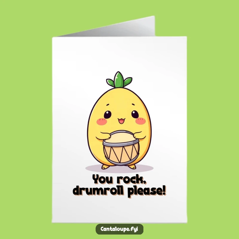 Free Printable Congrats Card: Drumming Cantaloupe Success Downloadable