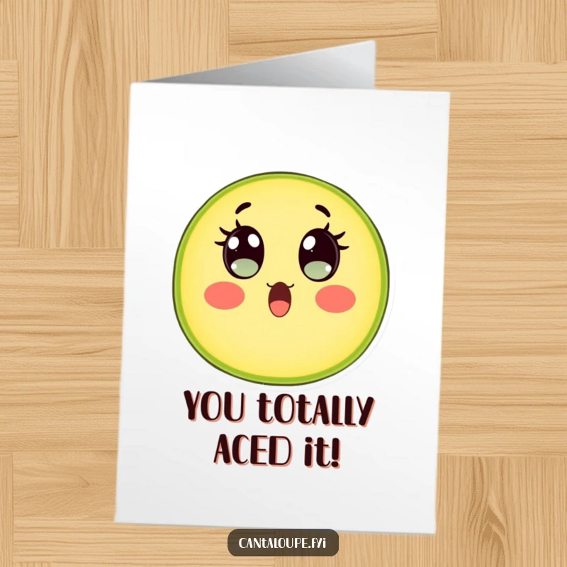 Funny Free Printable Congratulations Card: Cantaloupe Slice Showing Astonishment with Large, Watery Eyes, Full of Shock