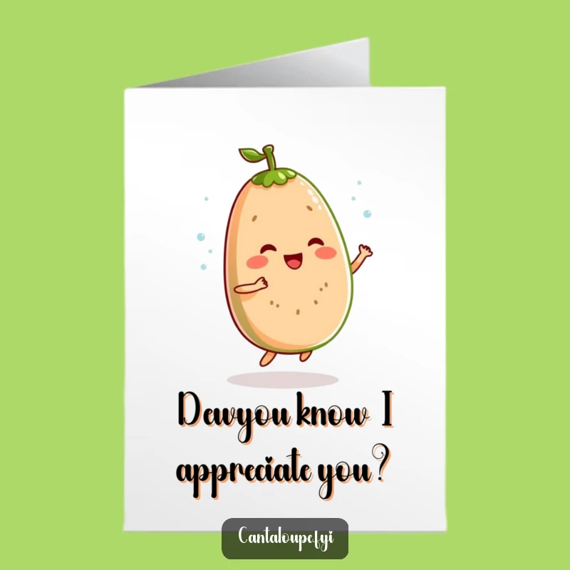 Free Printable Thank You Card: Bouncy Cantaloupe, Grateful Downloadable Greeting for Thanks