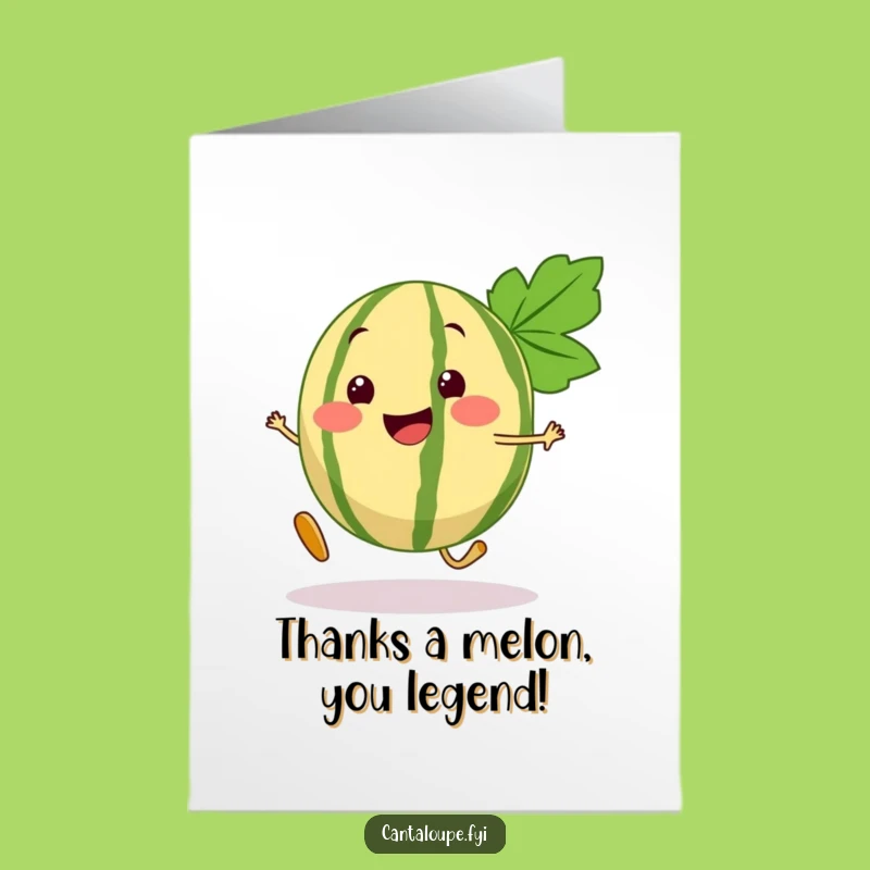 Free Printable Thank You Card: Bouncy Cantaloupe Segment Expressing Gratitude Downloadable Gift