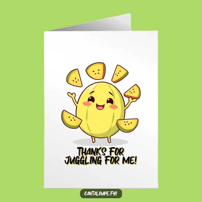 Free Printable Thank You Card: Juggling Gratitude, Funny Melon, Downloadable Thanks