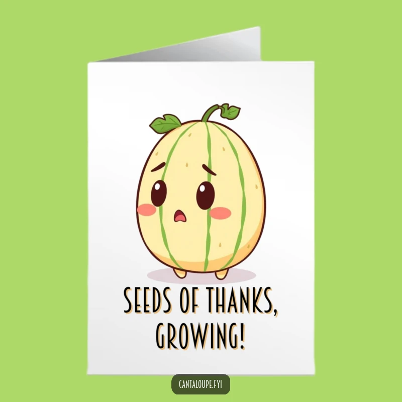 Free Printable Thank You Card: Surprised Cantaloupe, Funny Downloadable Greeting for Gratitude